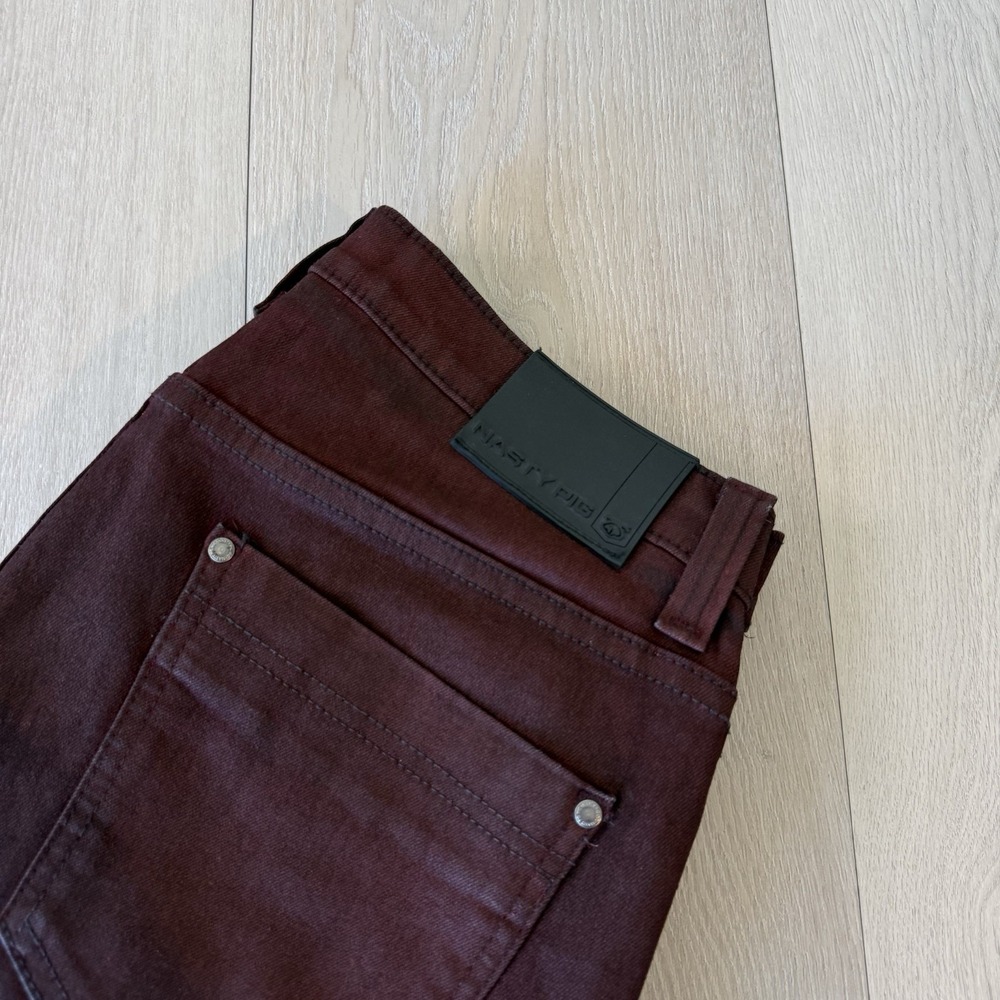 Nasty Pig Jeans Men's 33x30 Slim Skinny Fit Burgundy Washed Denim Stretch Pants